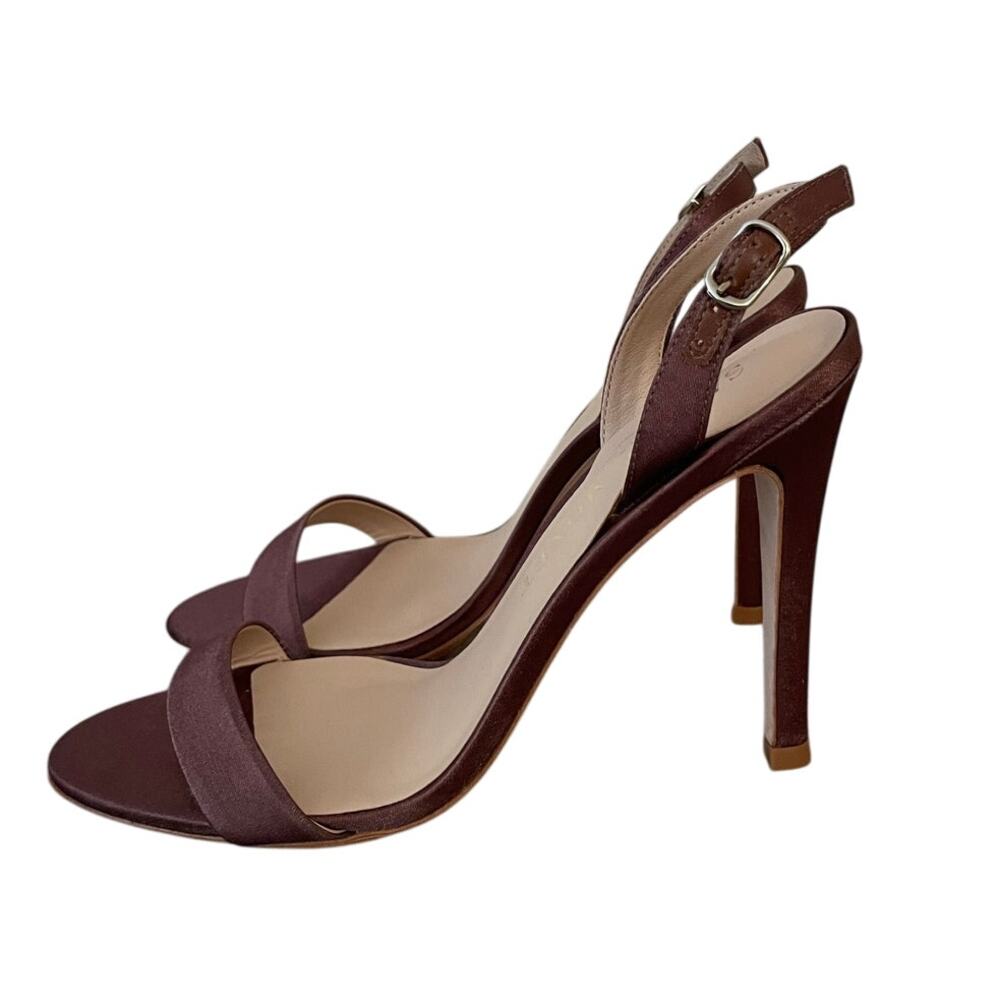 Newt SALONE MONET Womens Size 7 Sable Brown Satin Slingback Heels